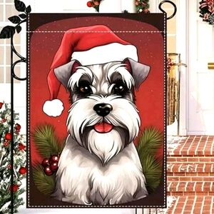 Christmas Schnauzer Dog Garden Flag